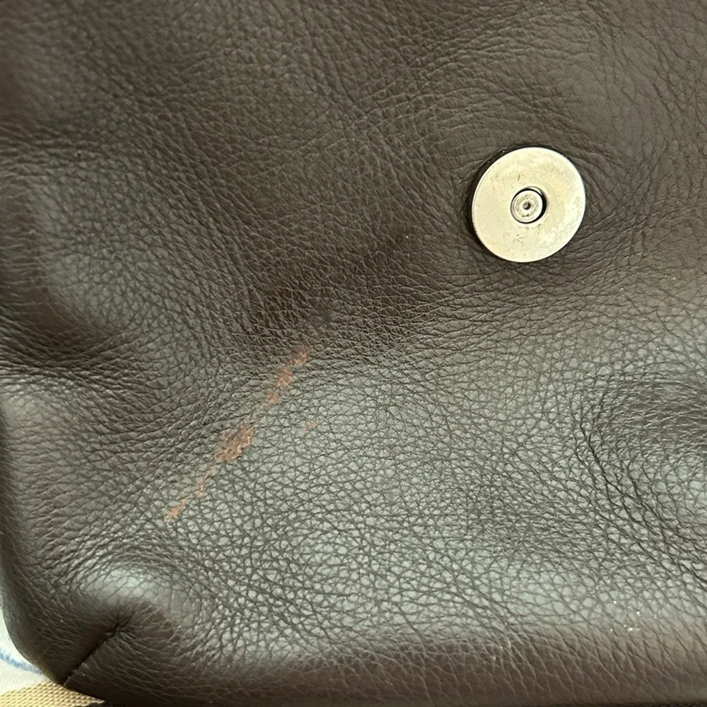 Coach Men's Heritage Web  Brown Leather Messenger Bag with Adjustable Strap